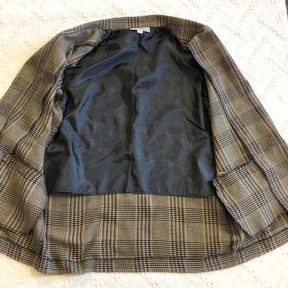 VTG 90s Plaid Woven Blazer Requirements Corp Core 8P Tailored Classic Longline - Picture 7 of 10